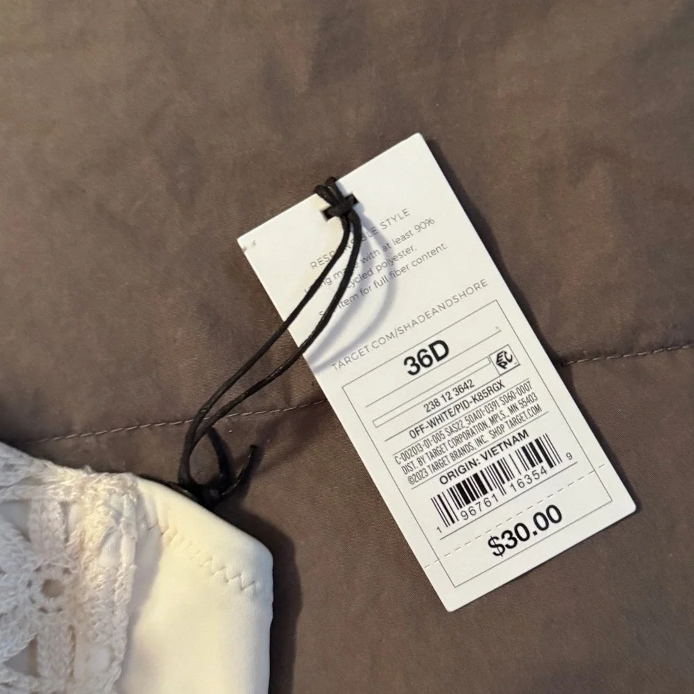 Shade & Shore Off-White Crochet Underwire Bikini Top 36D Rose Gold Hardware NEW